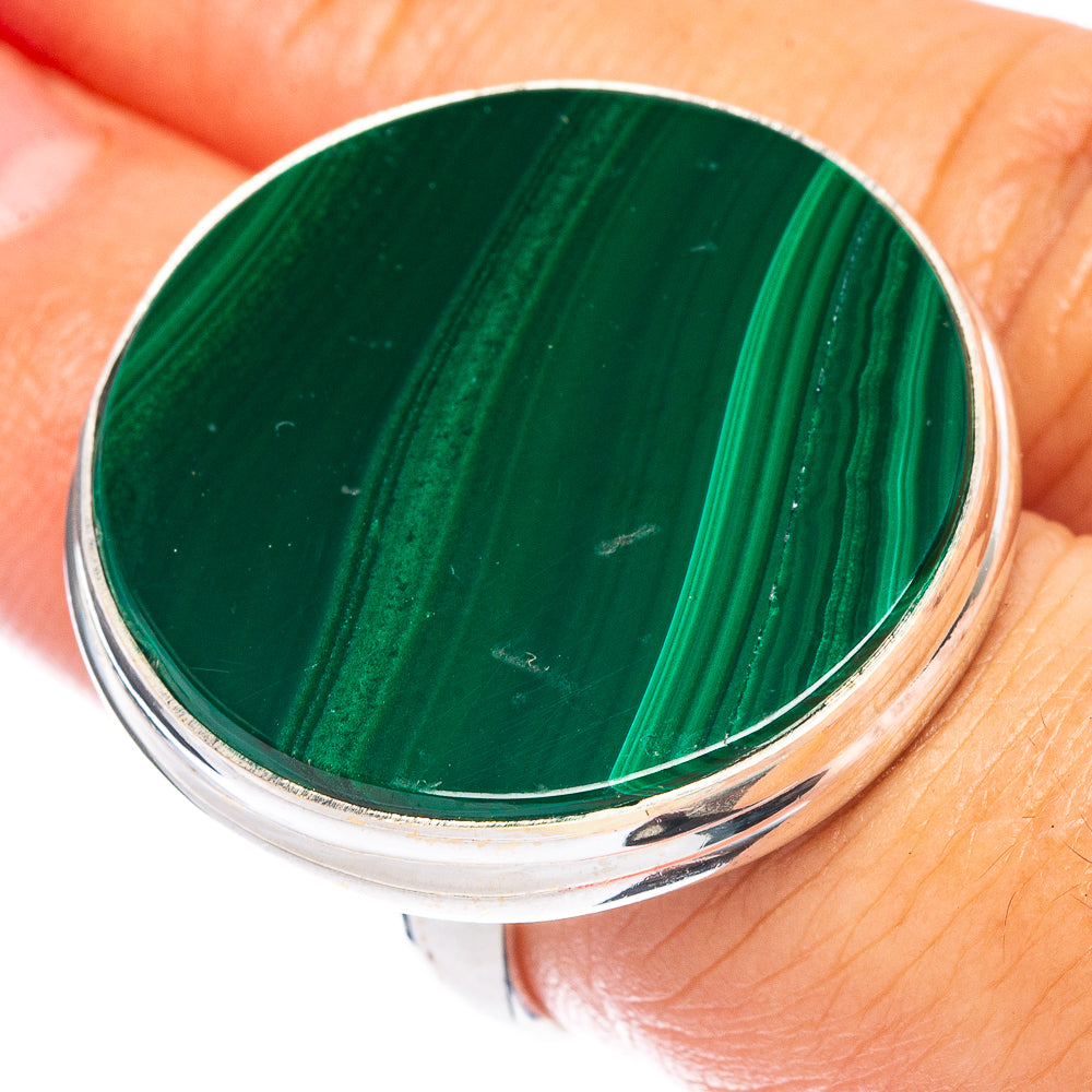 Large Malachite Ring Size 6 (925 Sterling Silver) R7397