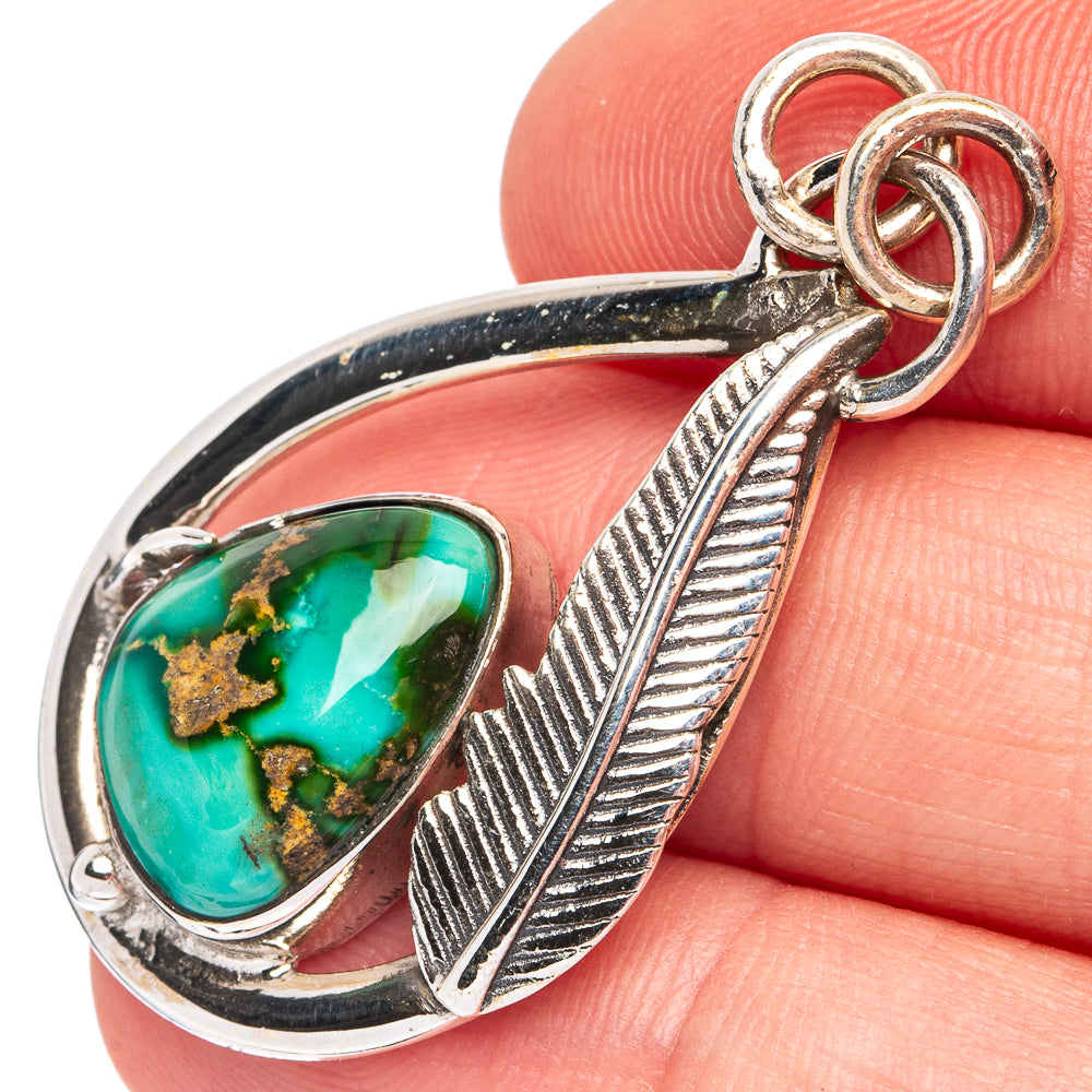 Rare Sonoran Gold Turquoise Pendant 1 5/8" (925 Sterling Silver) P45100