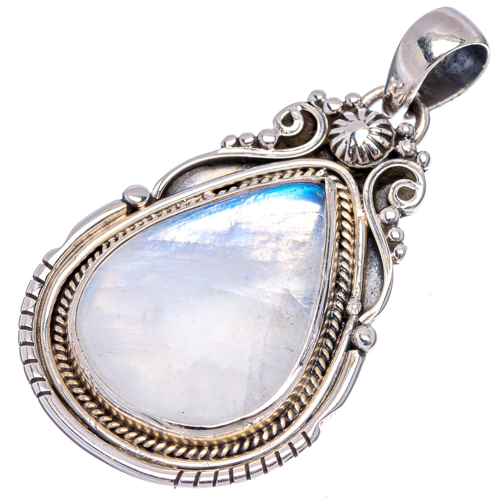 Premium Rainbow Moonstone Pendant 1 7/8" (.925 Sterling Silver)