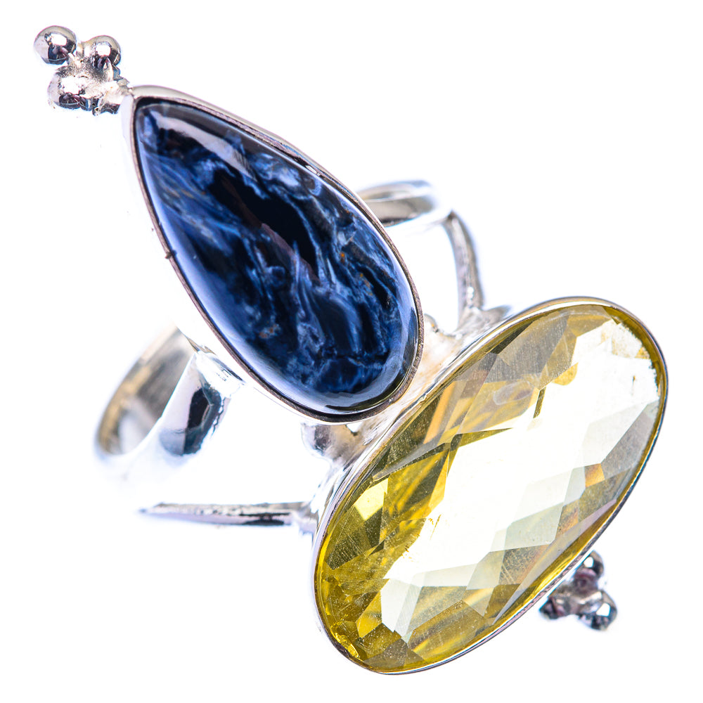 Large Faceted Citrine, Pietersite 925 Sterling Silver Ring Size 6.5 (925 Sterling Silver) RING140470