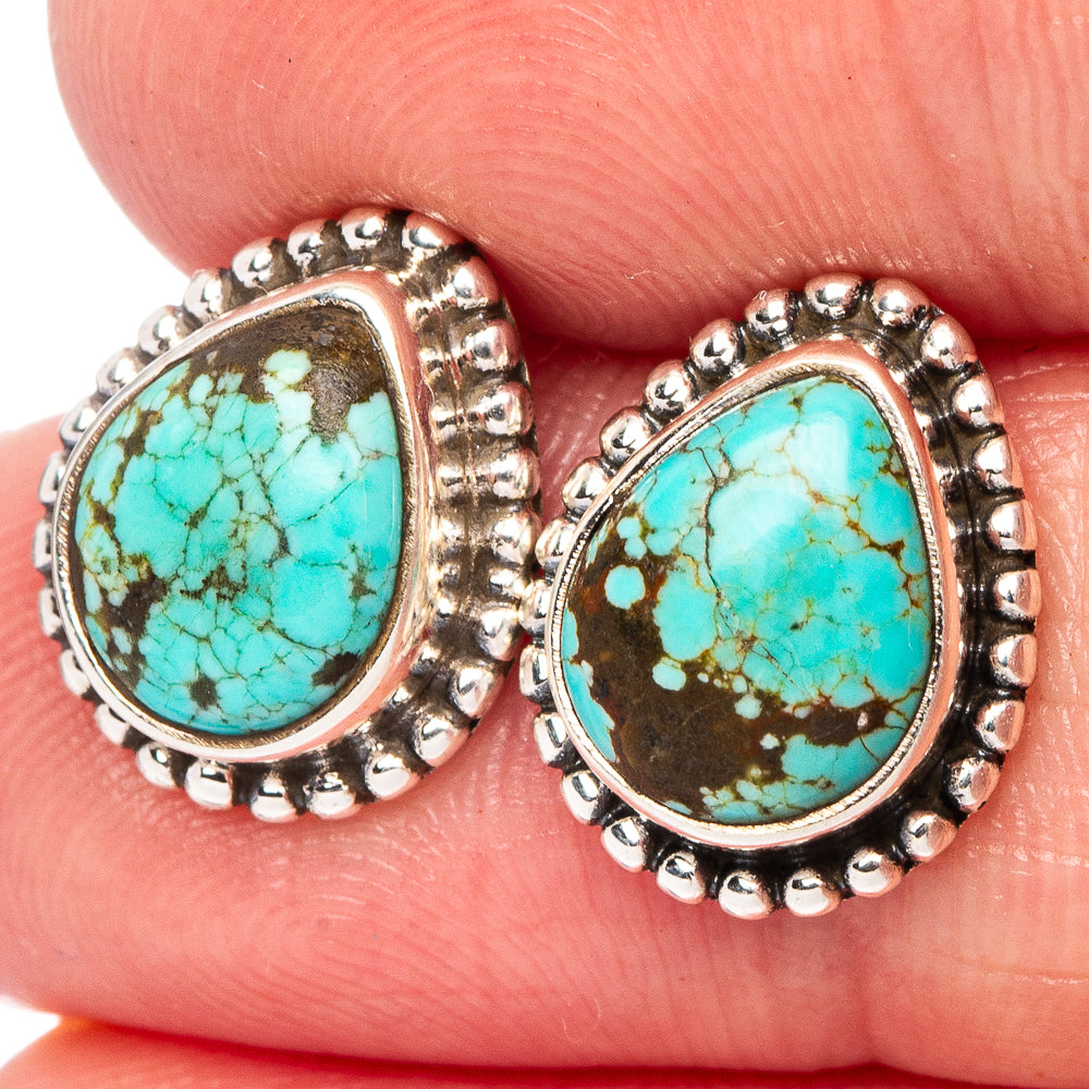 Rare Nevada Turquoise Earrings 1/2" (.925 Sterling Silver)