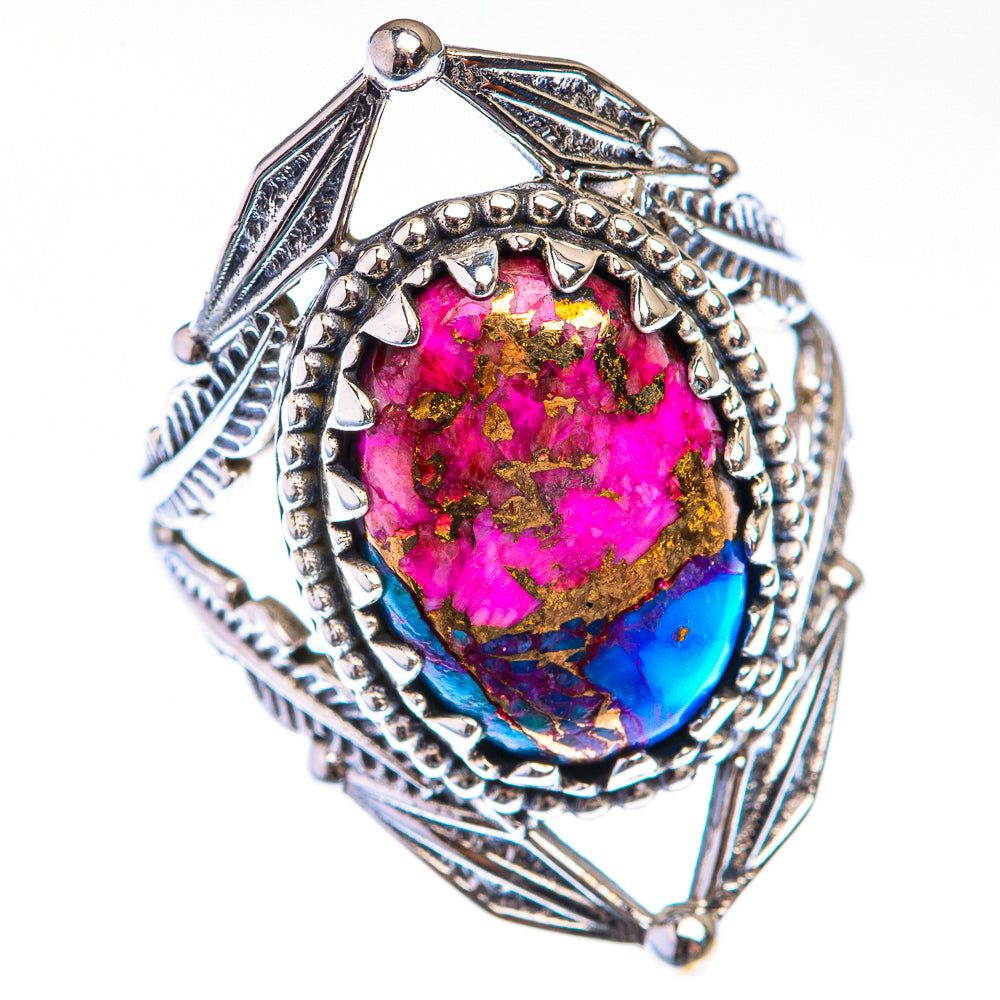 Kingman Pink Dahlia Turquoise Ring Size 6.5 (925 Sterling Silver) RING139908