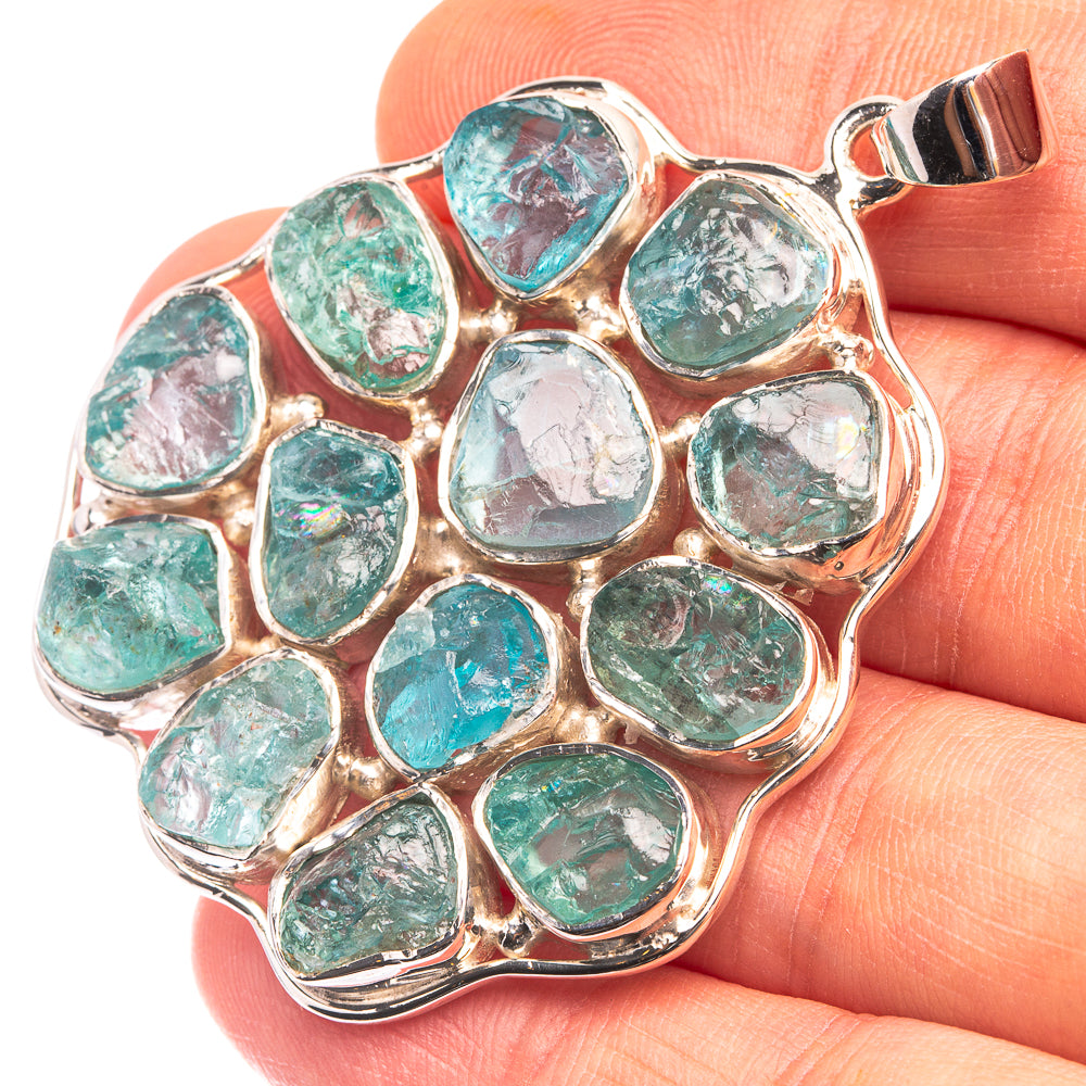 Signature Raw Aquamarine Pendant 2 1/8" (925 Sterling Silver) P38735