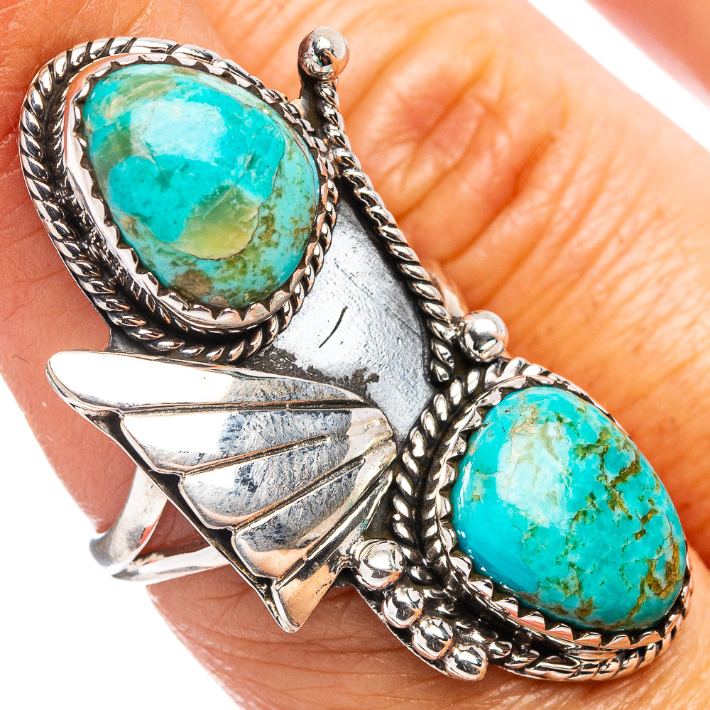 Native Style Mohave Turquoise Ring Size 6.75 (.925 Sterling Silver)