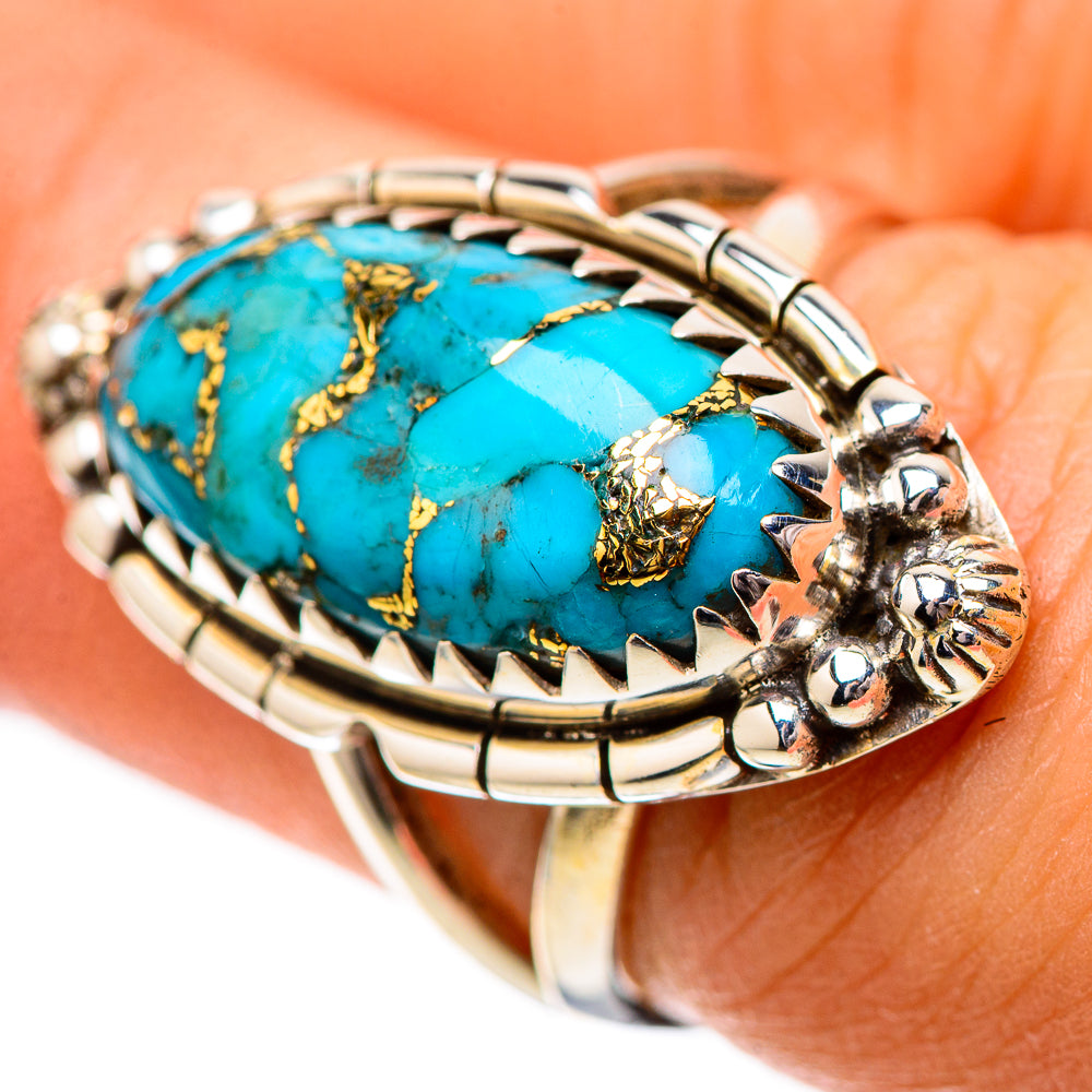Blue Copper Composite Turquoise Ring Size 6.5 (925 Sterling Silver) RING139151