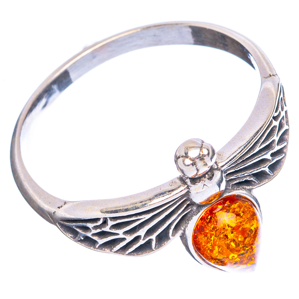 Baltic Amber Honey Bee Ring Size 7 (.925 Sterling Silver)