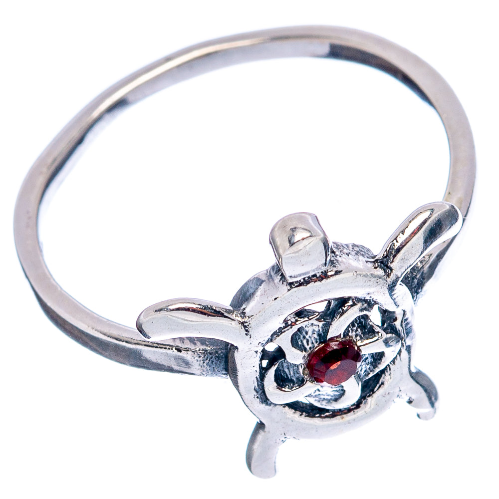 Garnet Seaturtle Dainty Ring Size 5.75 (.925 Sterling Silver)