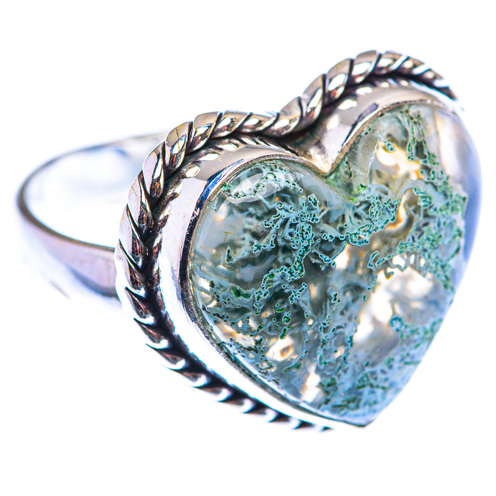 Green Moss Agate Ring Size 6.5 (925 Sterling Silver) RING140117