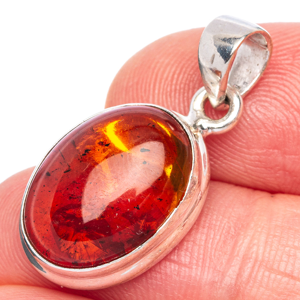 Baltic Amber Pendant 1 1/8" (925 Sterling Silver) P40135