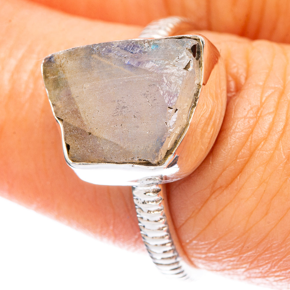 Rainbow Moonstone Dainty Ring Size 7.75 (925 Sterling Silver) R5153