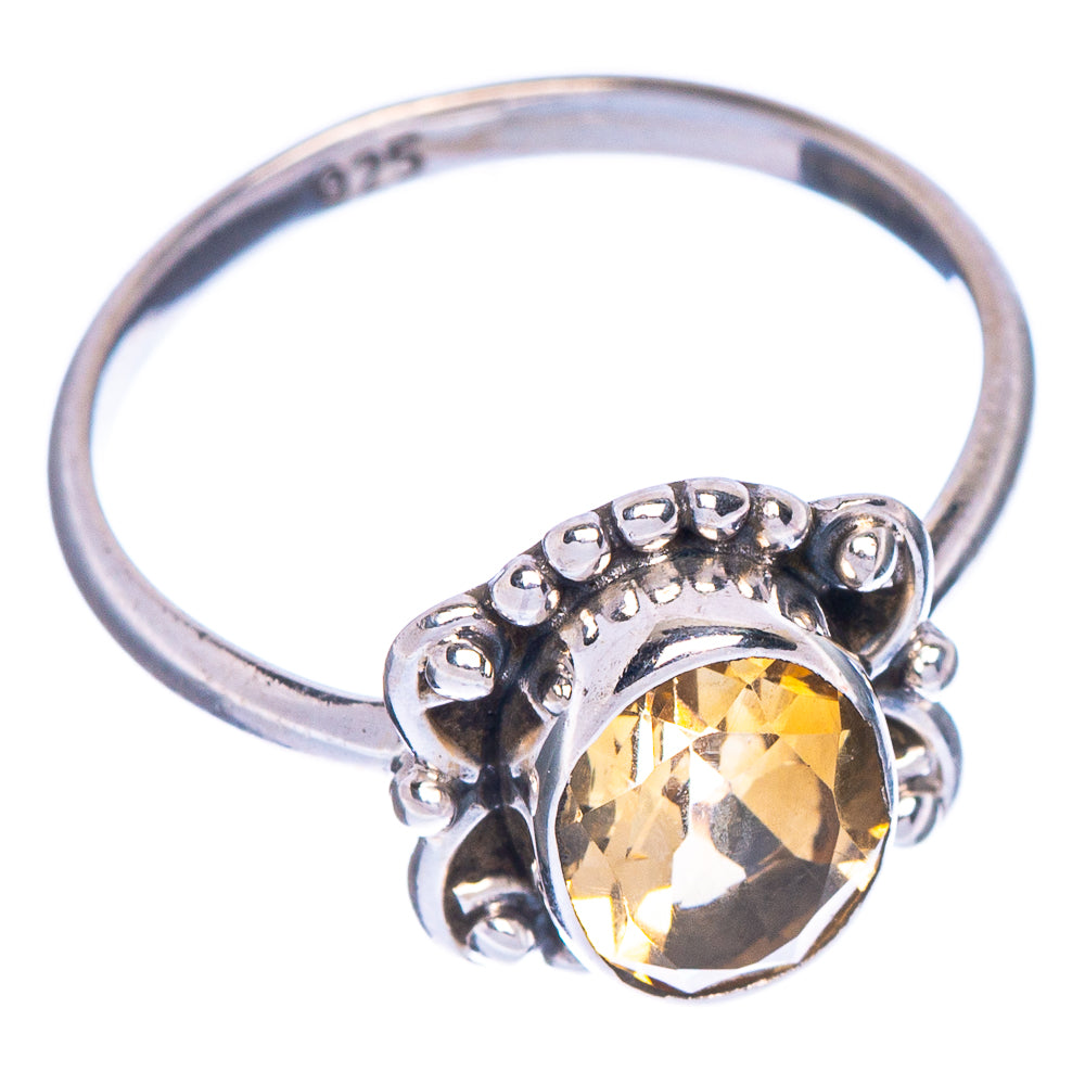 Faceted Citrine Dainty Ring Size 5 (925 Sterling Silver) R1017
