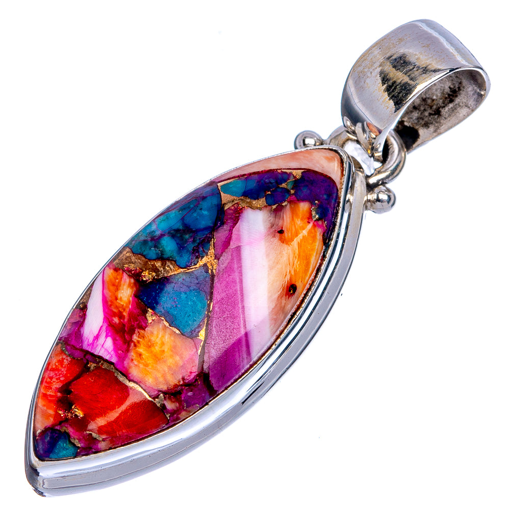 Kingman Pink Dahlia Turquoise Pendant 1 1/2" (925 Sterling Silver) P40385