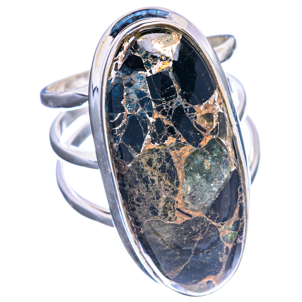Large Copper Black Onyx Ring Size 7.75 (925 Sterling Silver) R144326