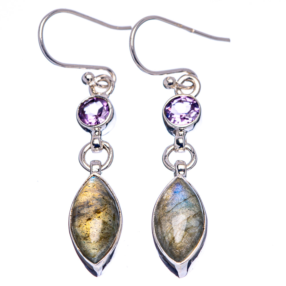 Labradorite Earrings 1 3/4" (.925 Sterling Silver)