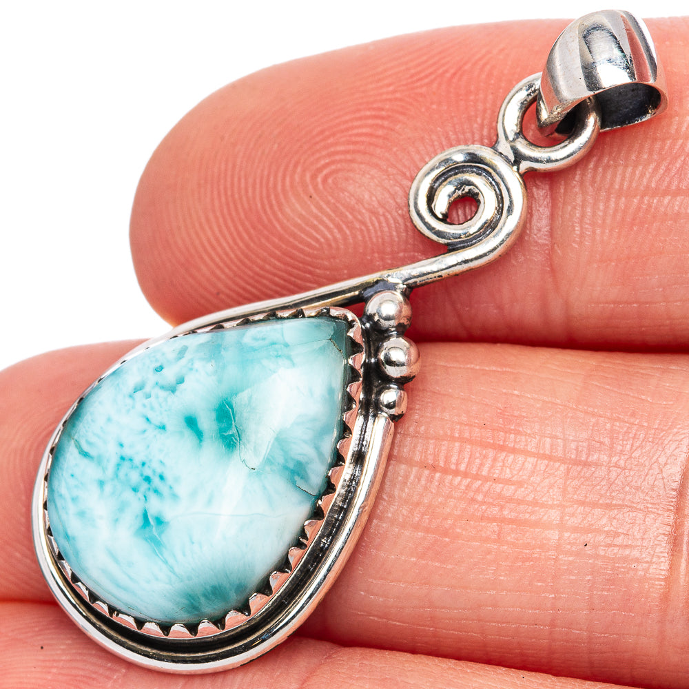 Larimar Pendant 1 1/2" (925 Sterling Silver) P42062