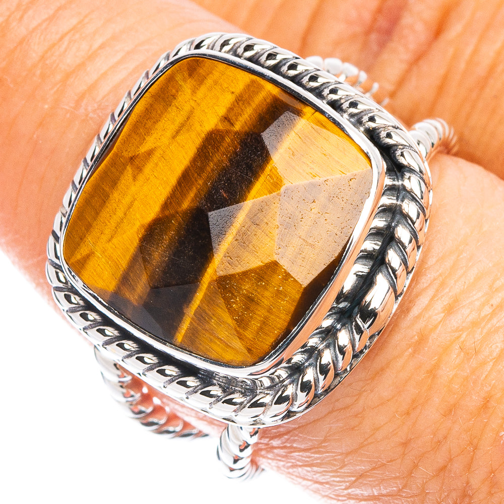 Premium Tiger Eye Ring Size 8 (925 Sterling Silver) R8110
