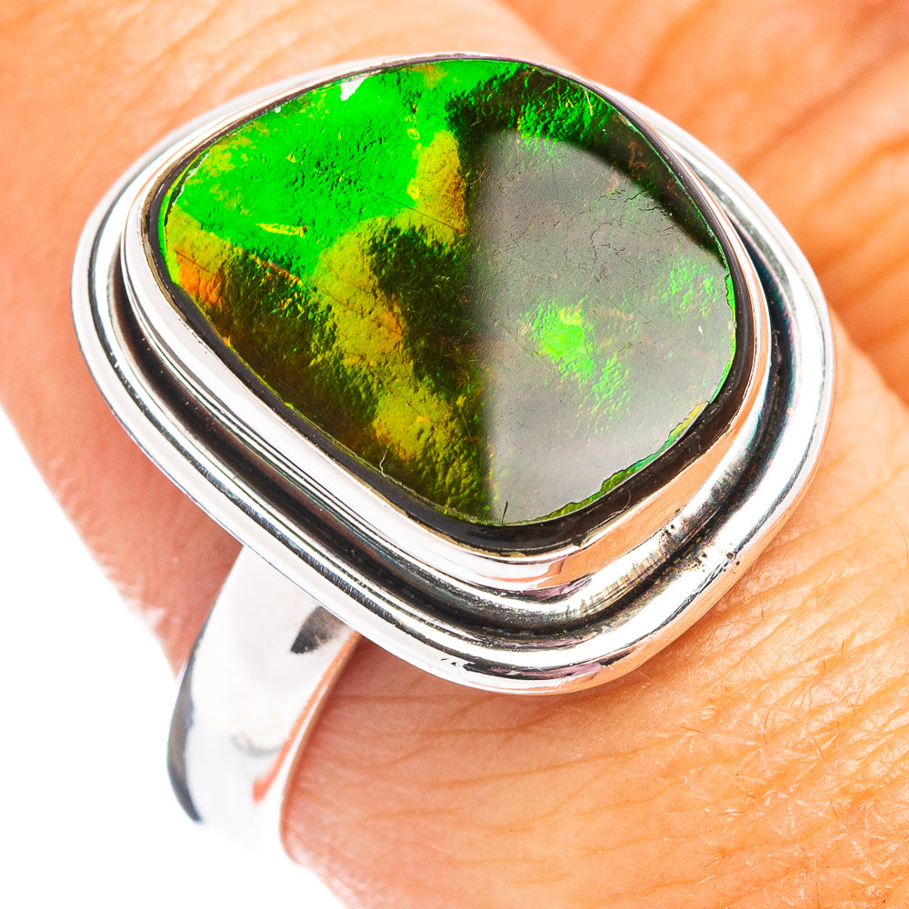 Premium Canadian Ammolite Ring Size 9 (.925 Sterling Silver)