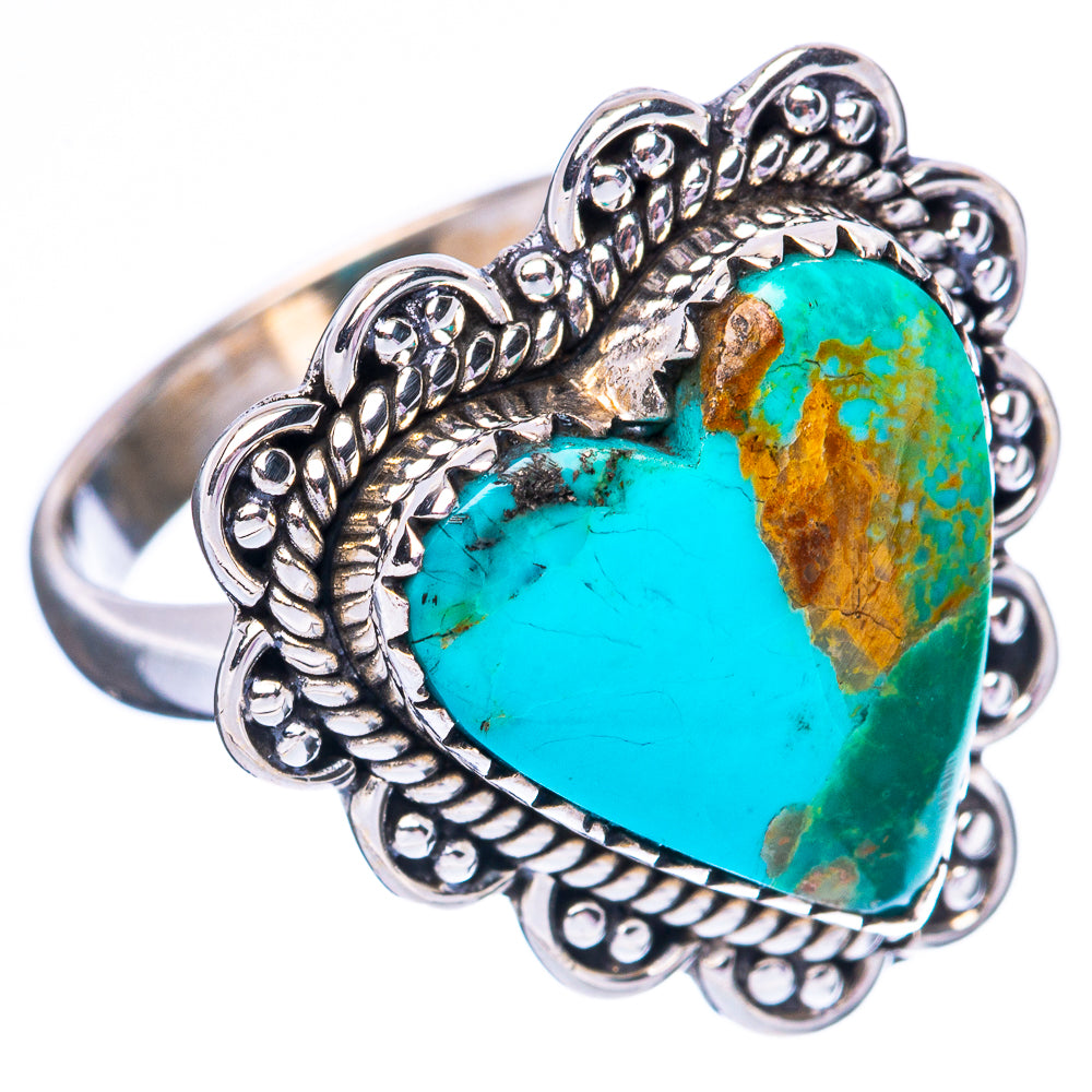 Rare Kingman Turquoise Heart 925 Sterling Silver Ring Size 7.5 (925 Sterling Silver) R3840