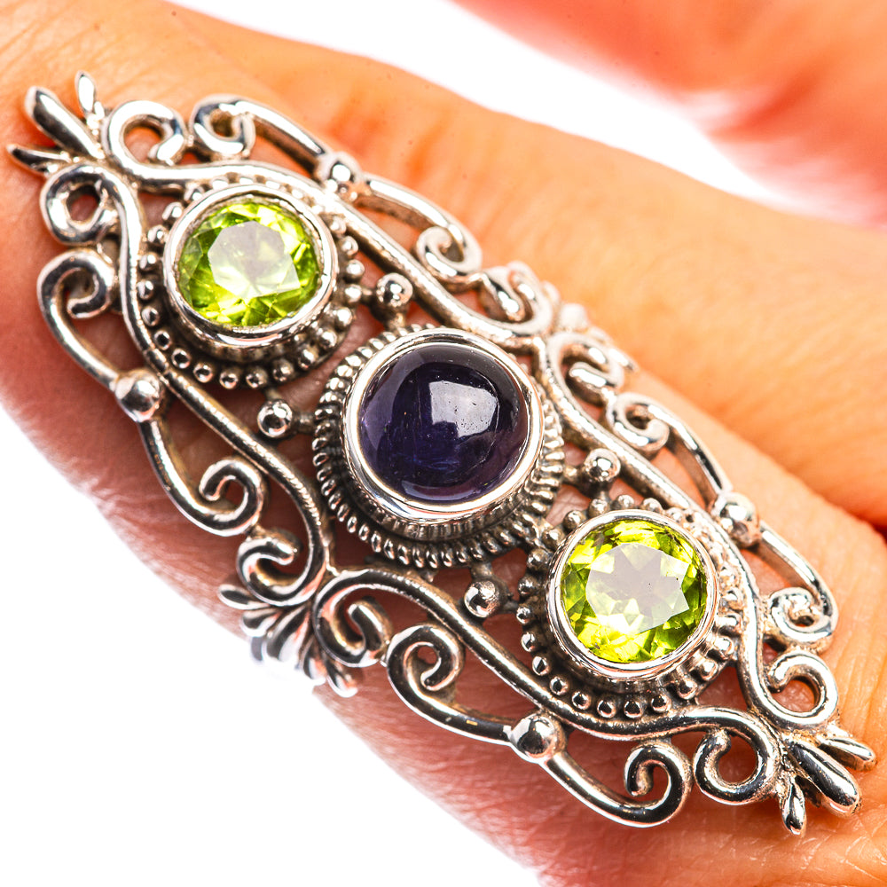 Large Tanzanite, Peridot 925 Sterling Silver Ring Size 8