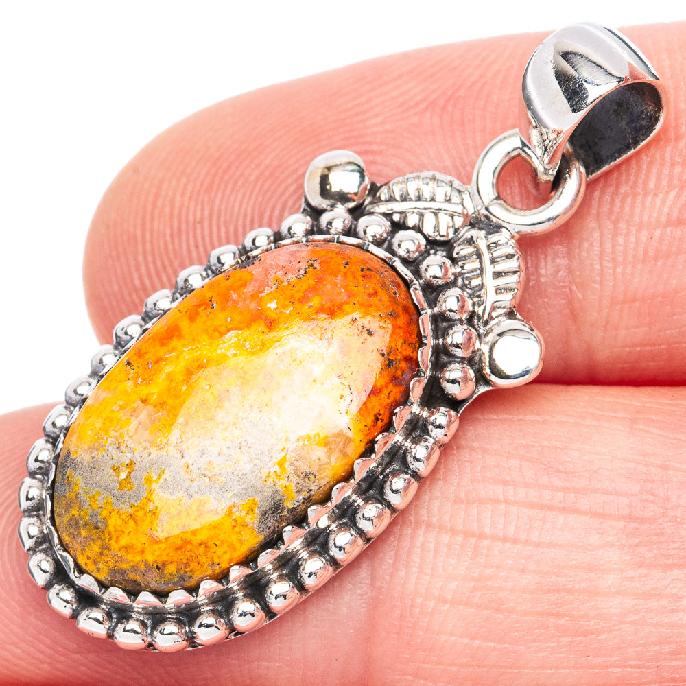 Bumble Bee Jasper Pendant 1 3/8" (925 Sterling Silver) P41990