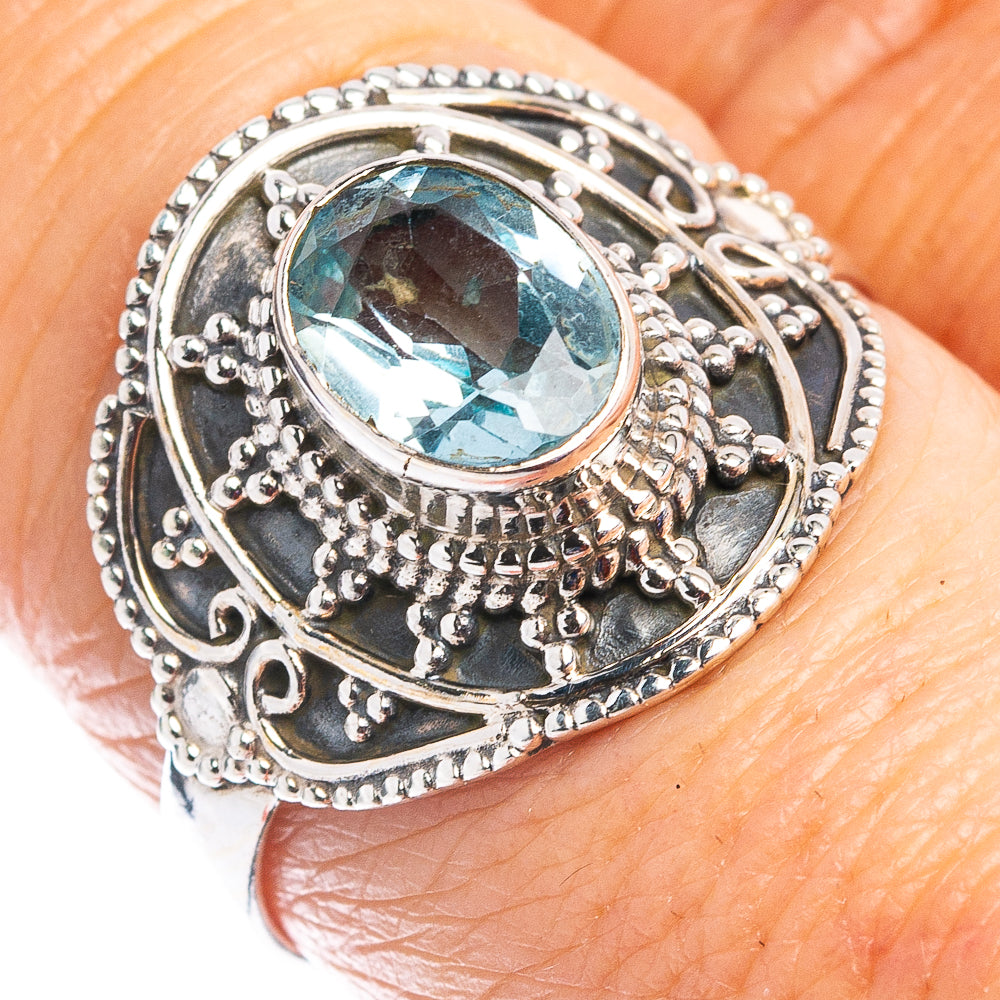Blue Topaz Ring Size 8 (.925 Sterling Silver)