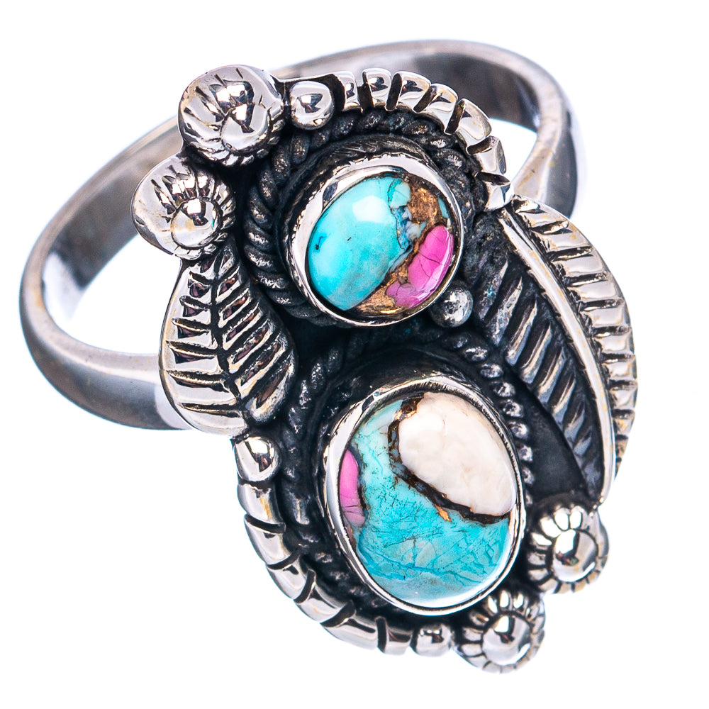 Native Style Cotton Candy Turquoise Ring Size 7 (.925 Sterling Silver)