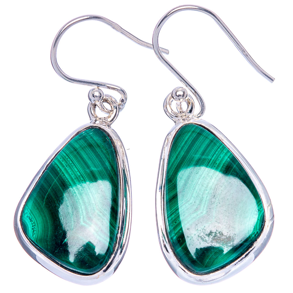 Malachite Earrings 1 3/8" (925 Sterling Silver) E1141