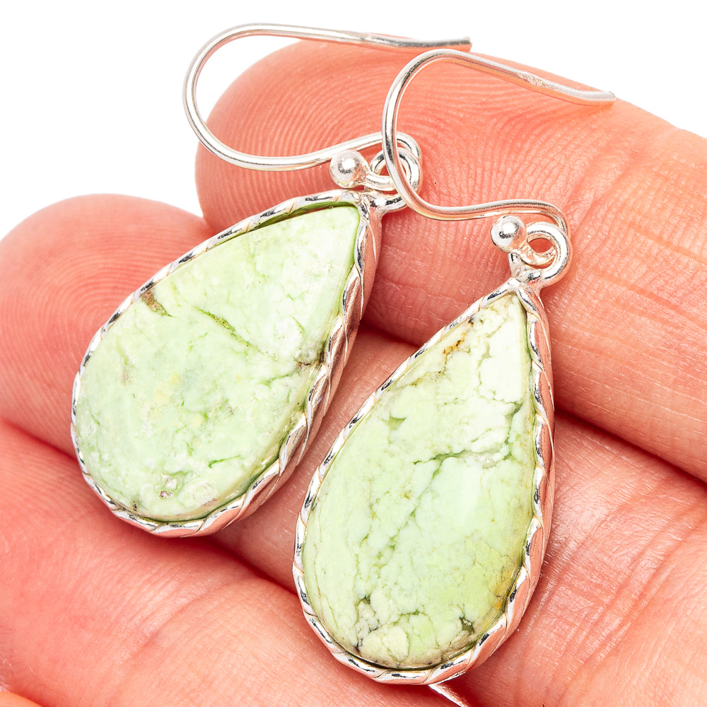 Lemon Chrysoprase Earrings 1 3/8" (925 Sterling Silver) E2272
