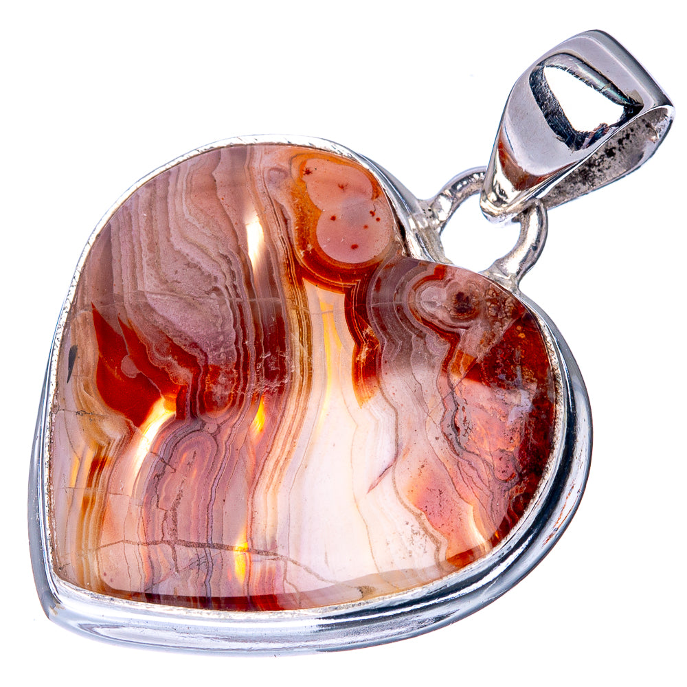 Laguna Agate Heart Pendant 1 3/8" (925 Sterling Silver) P40913