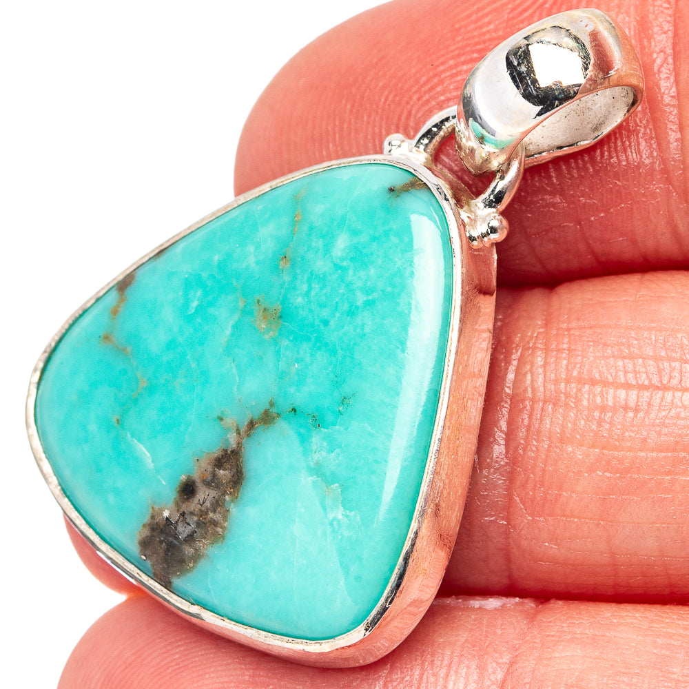 Campitos Turquoise Pendant 1 3/8" (.925 Sterling Silver)