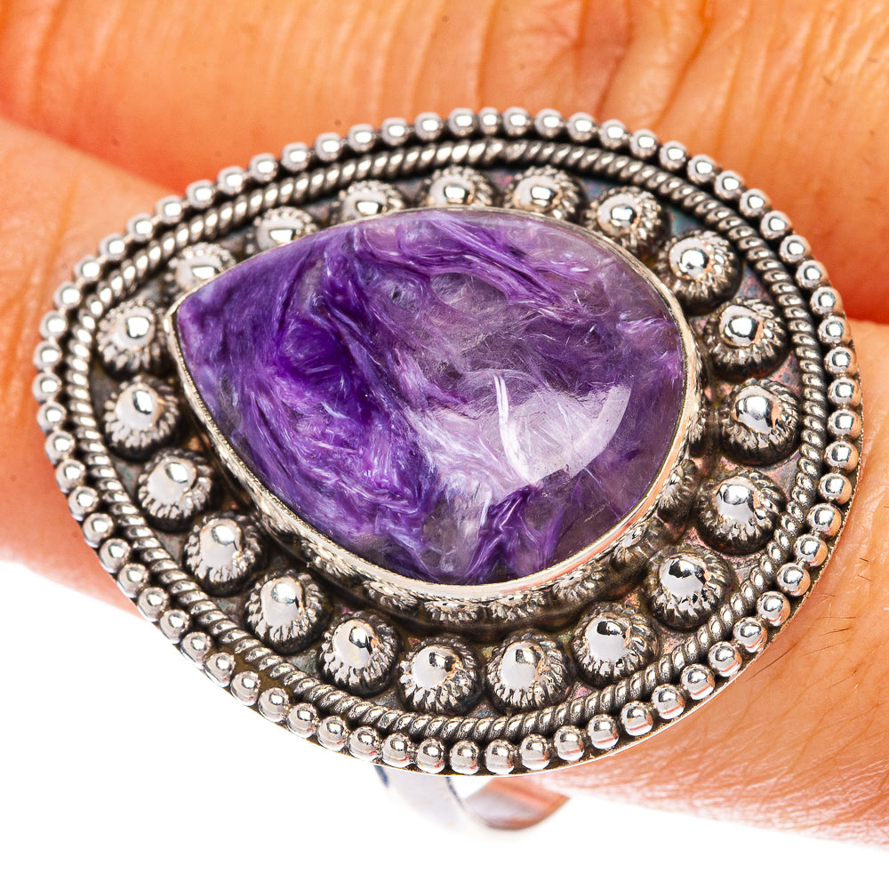Large Charoite Ring Size 9.75 (925 Sterling Silver) R1201