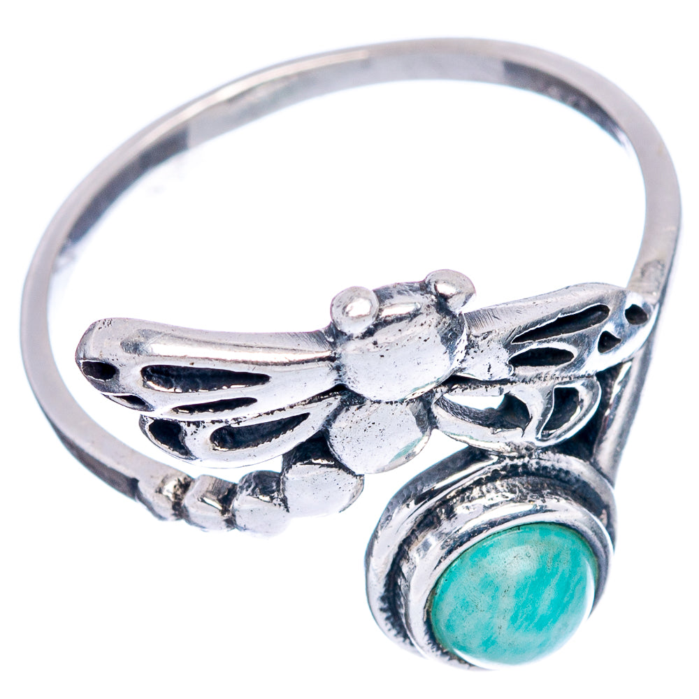 Amazonite Dragonfly Dainty Ring Size 8.25 (.925 Sterling Silver)