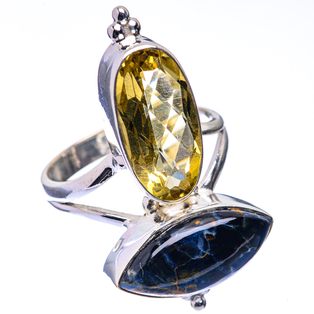 Large Pietersite, Lemon Quartz Ring Size 9.75 (925 Sterling Silver) R141181