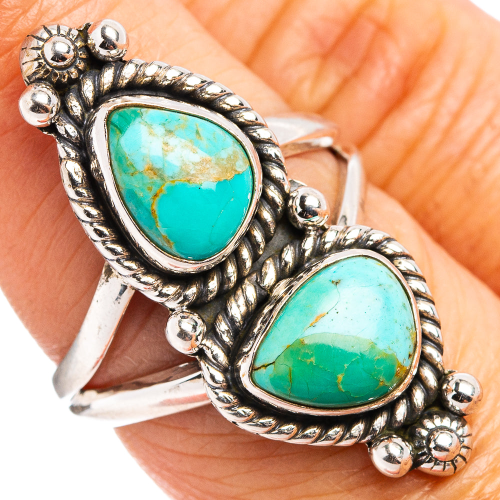 Native Style Mohave Turquoise Ring Size 6.75 (.925 Sterling Silver)