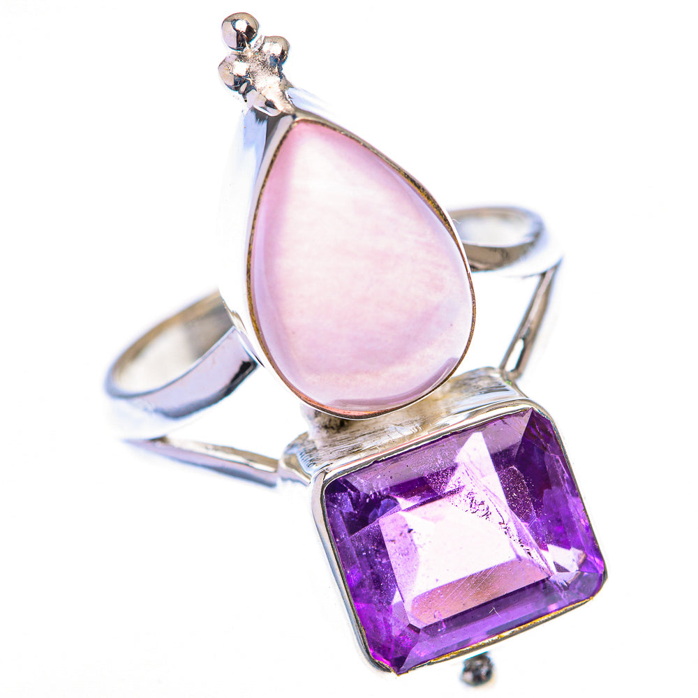 Large Rose Quartz, Amethyst Ring Size 11 (925 Sterling Silver) RING140067