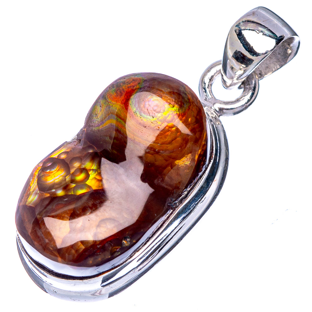 Rare Mexican Fire Agate Pendant 1 1/8" (925 Sterling Silver) P41043