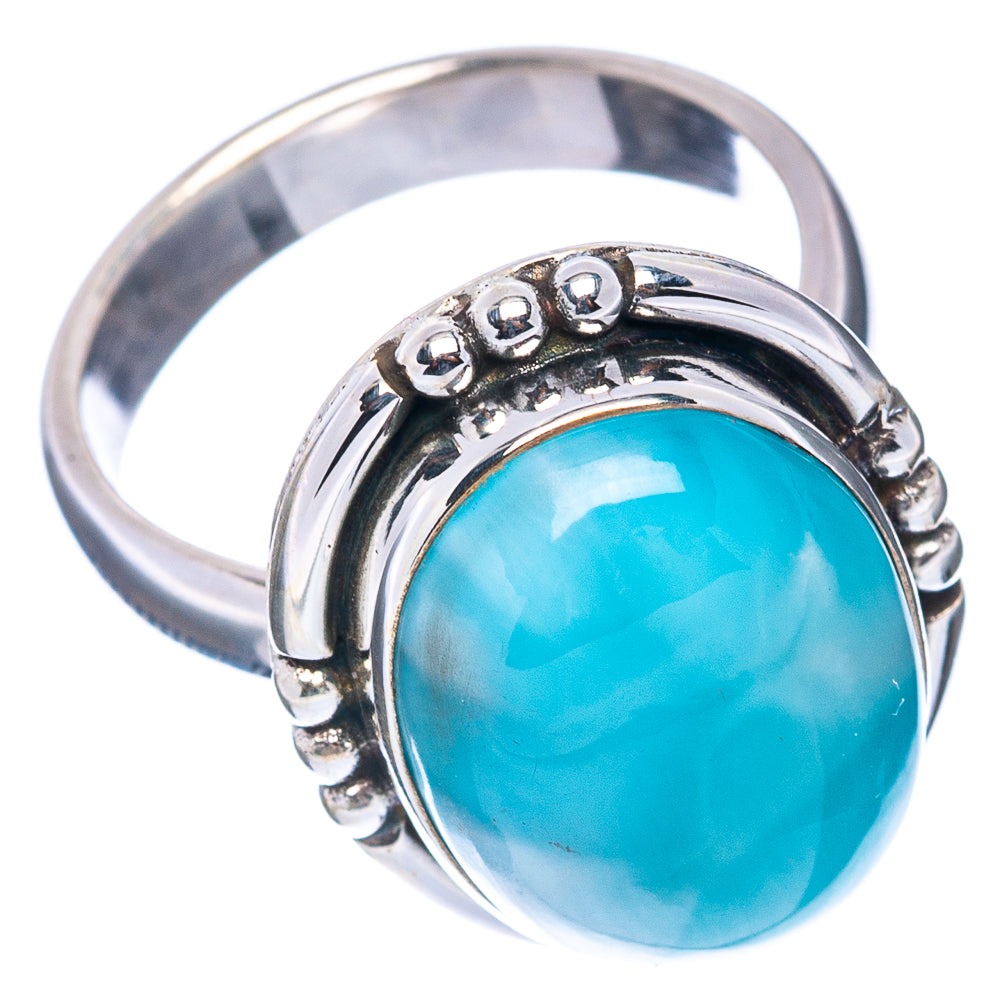 Premium Rare Larimar Ring Size 6.75 (.925 Sterling Silver)