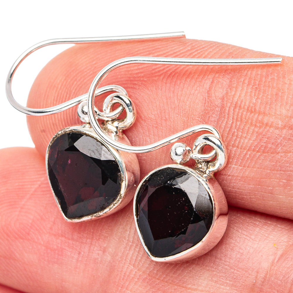 Garnet Earrings 1 1/8" (925 Sterling Silver) E3082