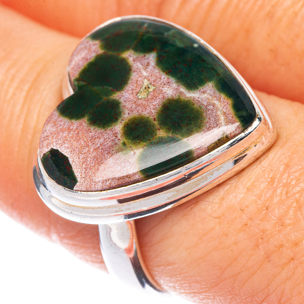 Ocean Jasper Heart Ring Size 8.25 (925 Sterling Silver) R1508