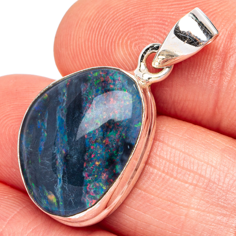 Rare Triplet Opal Pendant 1 1/8" (.925 Sterling Silver)