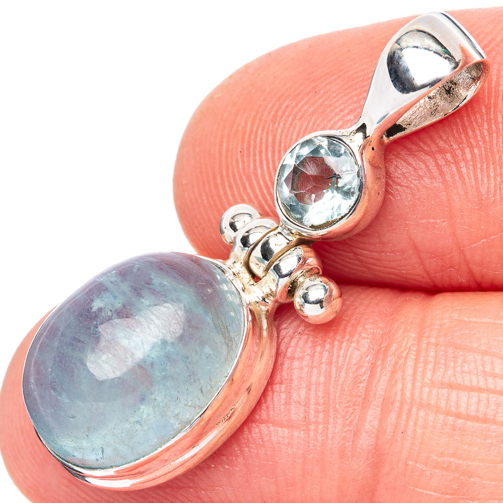 Aquamarine, Blue Topaz Pendant 1 1/4" (925 Sterling Silver) P42777