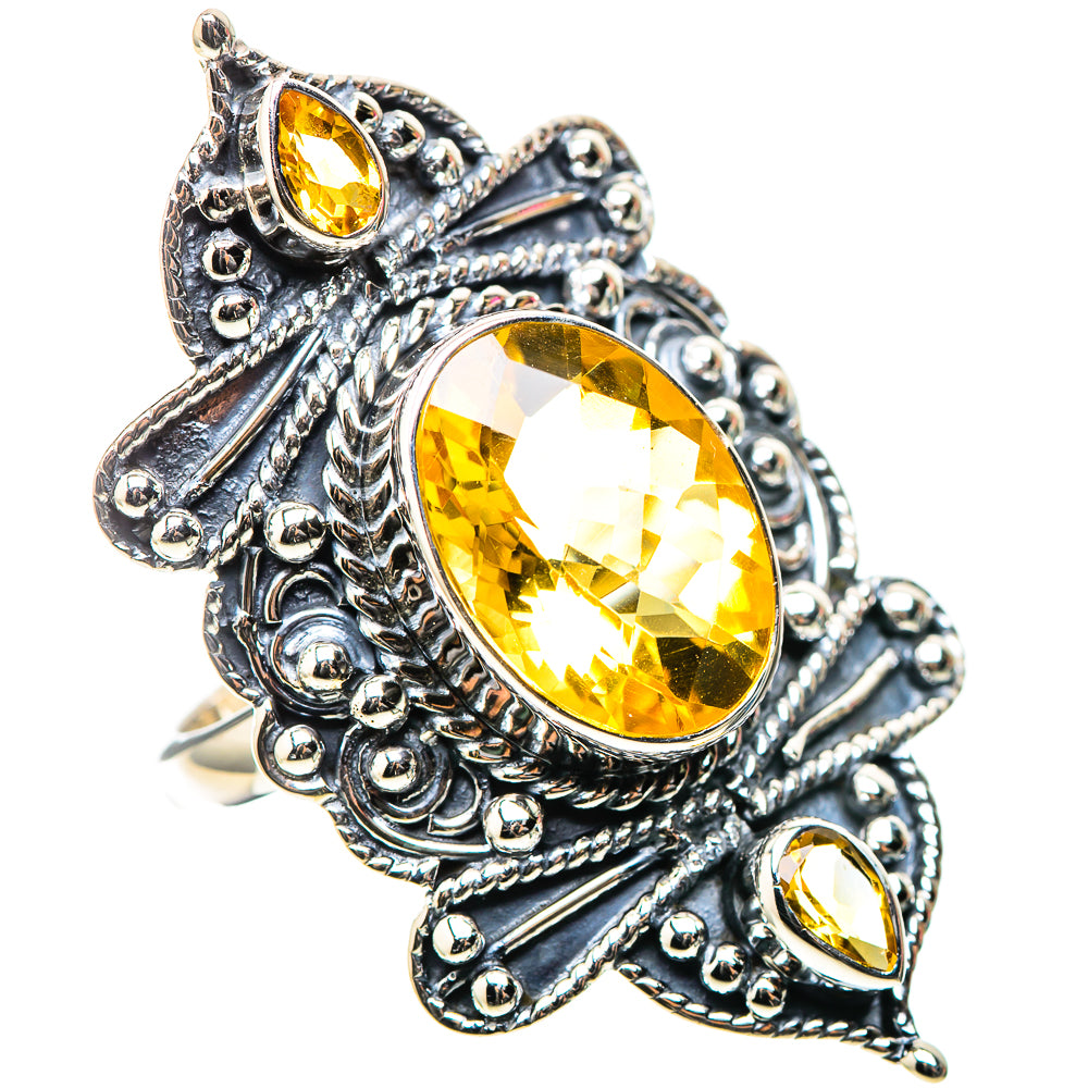 Signature Large Faceted Citrine Ring Size 8 (925 Sterling Silver) RING138264