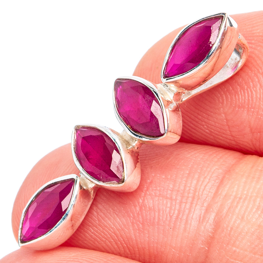 Dainty Red Sillimanite Pendant 1 1/8" (925 Sterling Silver) P45282