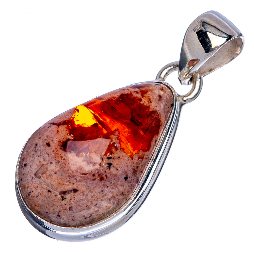 Rare Mexican Fire Opal Pendant 1 3/8" (925 Sterling Silver) P40415