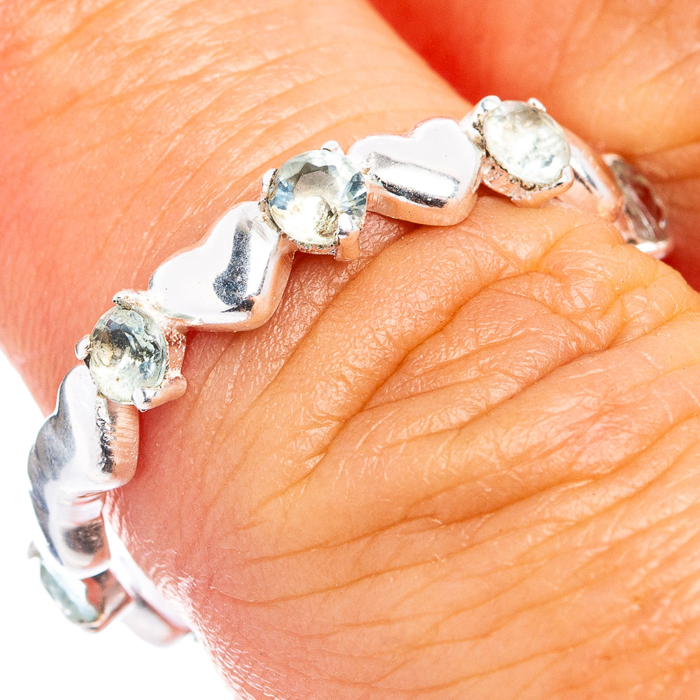 Blue Topaz Heart Dainty Ring Size 7.75 (.925 Sterling Silver)
