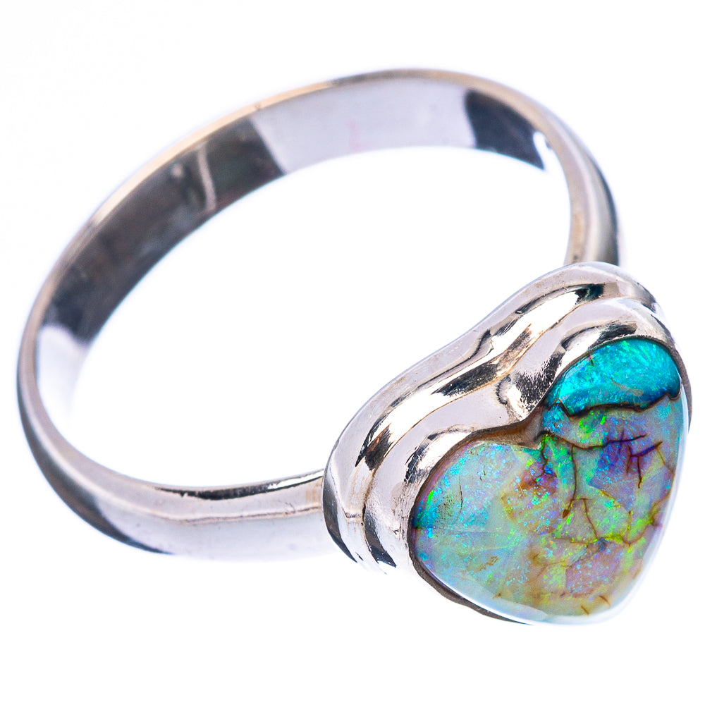 Rare Sterling Opal Heart Ring Size 9 (925 Sterling Silver) R4310