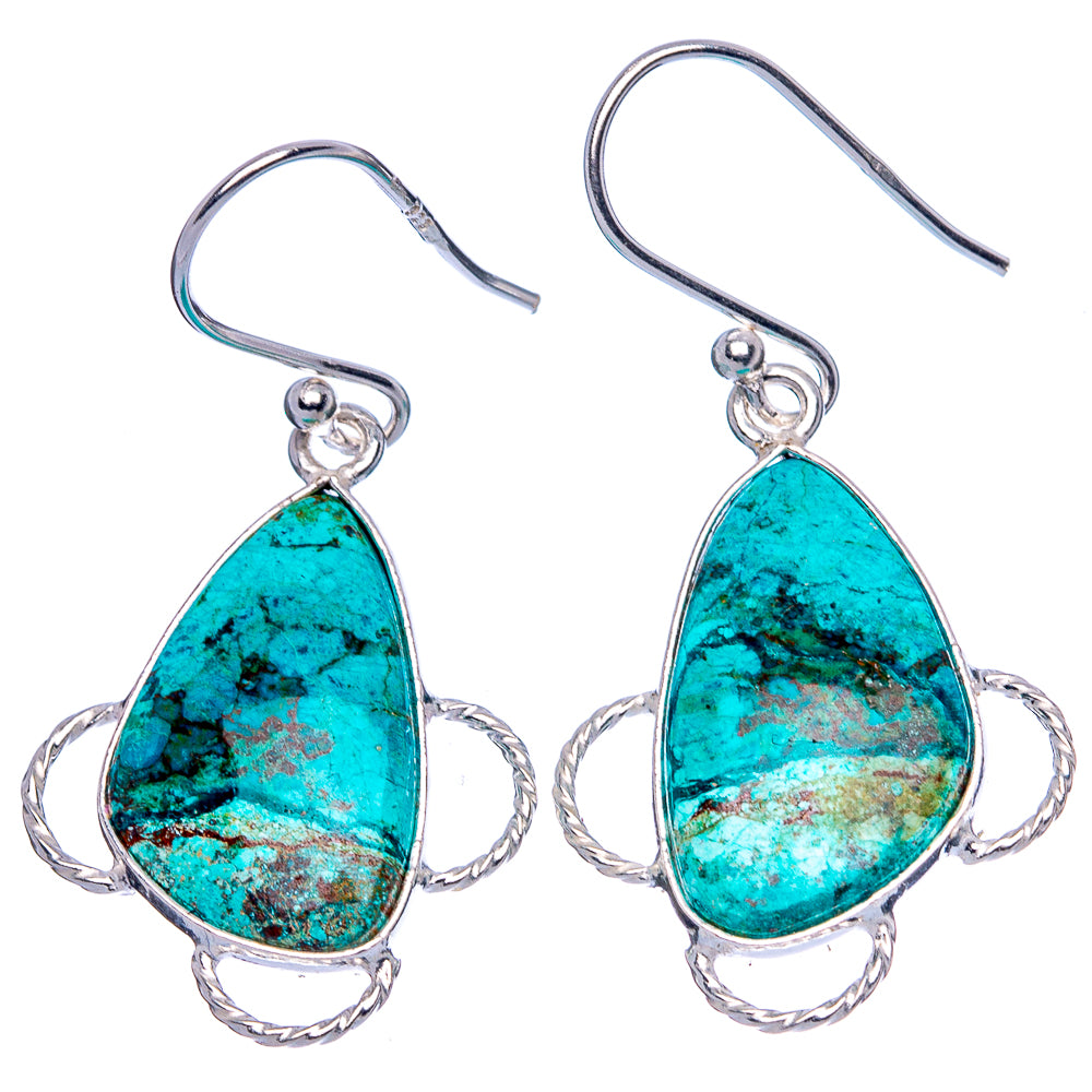 Chrysocolla 925 Sterling Silver Earrings 1 1/2" (925 Sterling Silver) E1963