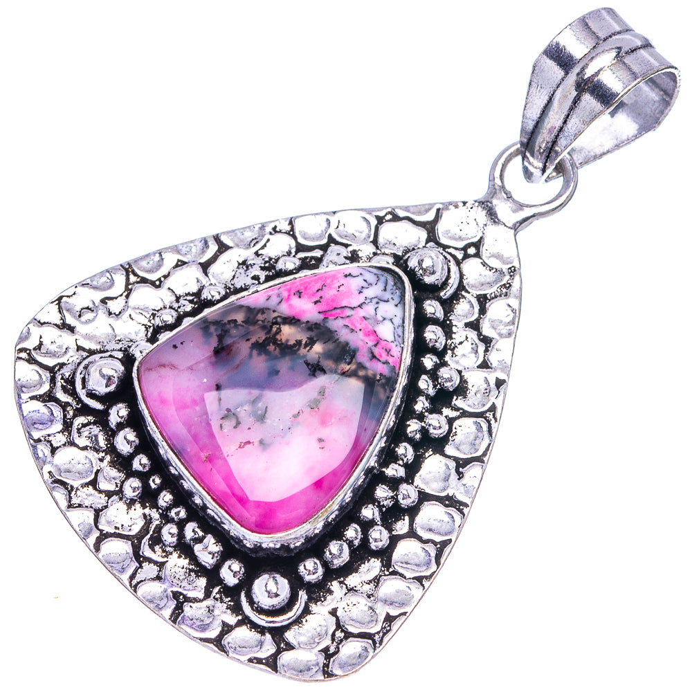 Pink Dendritic Opal Pendant 2" (German Silver)
