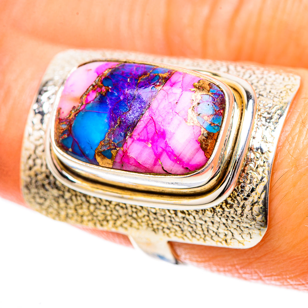 Kingman Pink Dahlia Turquoise Ring Size 7.25 (925 Sterling Silver) RING137857