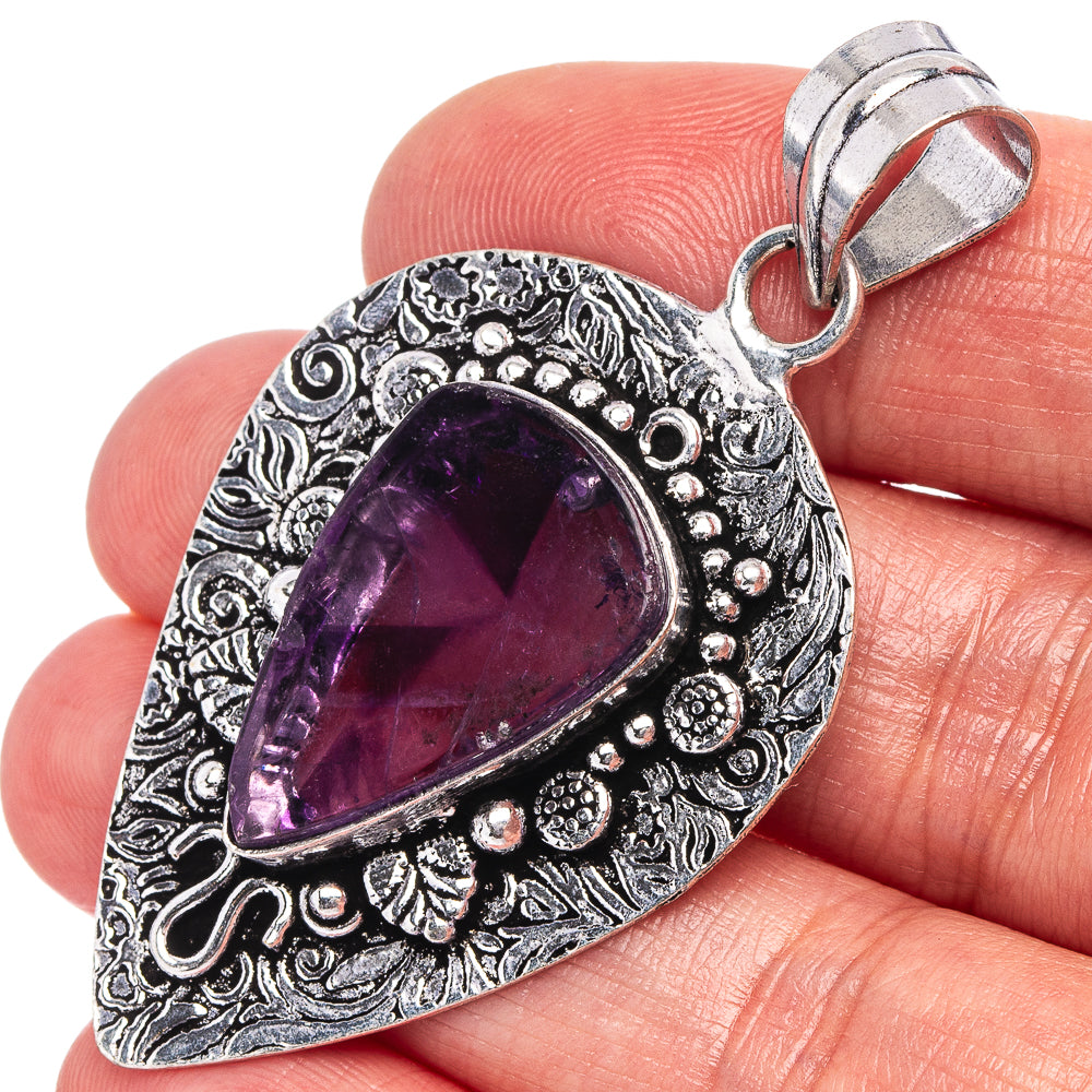 Amethyst Pendant 2 1/8" (German Silver)
